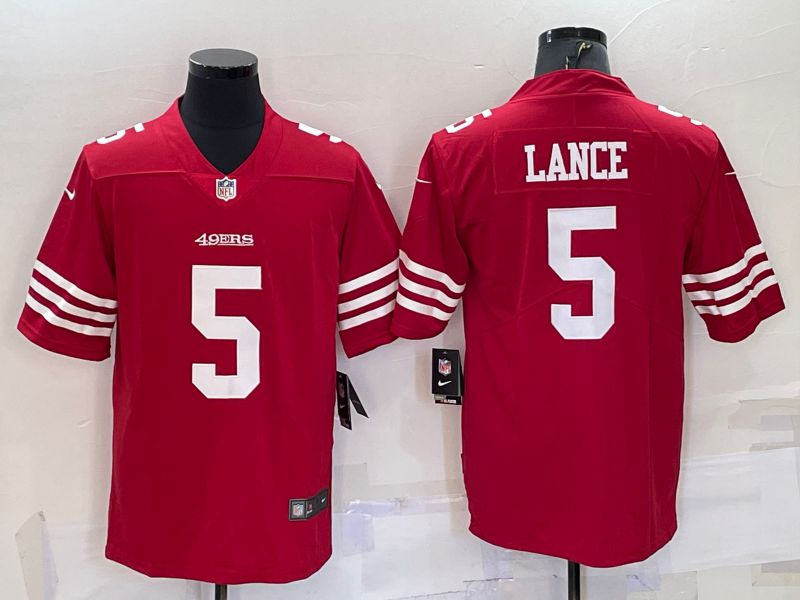 Men San Francisco 49ers 5 Lance Red New 2022 Nike Limited Vapor Untouchable NFL Jersey